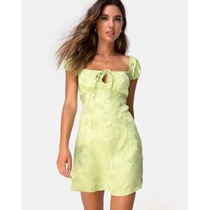 MOTEL ROCKS Gaval Dress Satin Rose Lime Size Small NWT